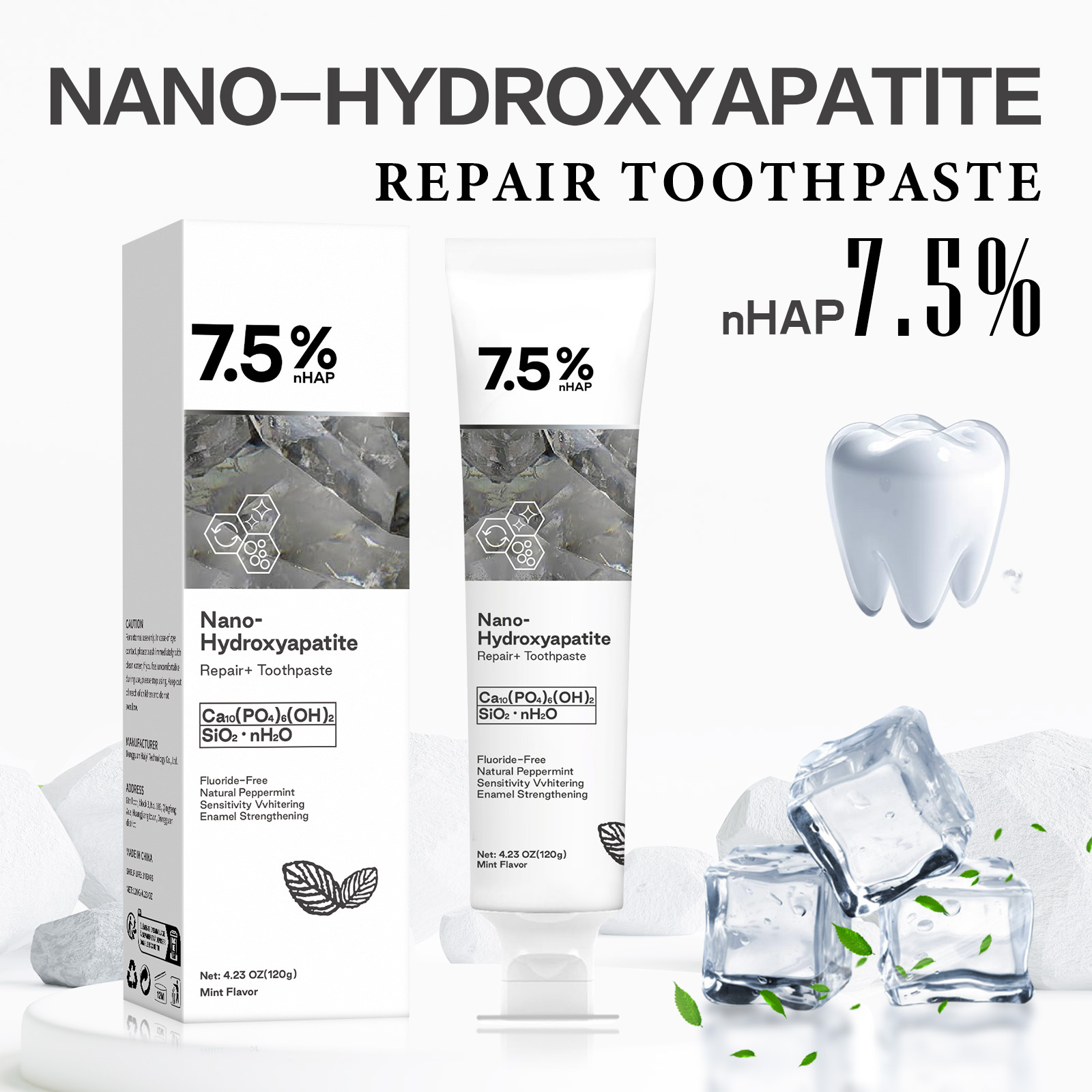 Teeth Whitening Mousse - 나노 하이드록시아파타이트 치약 커피/차 얼룩 제거