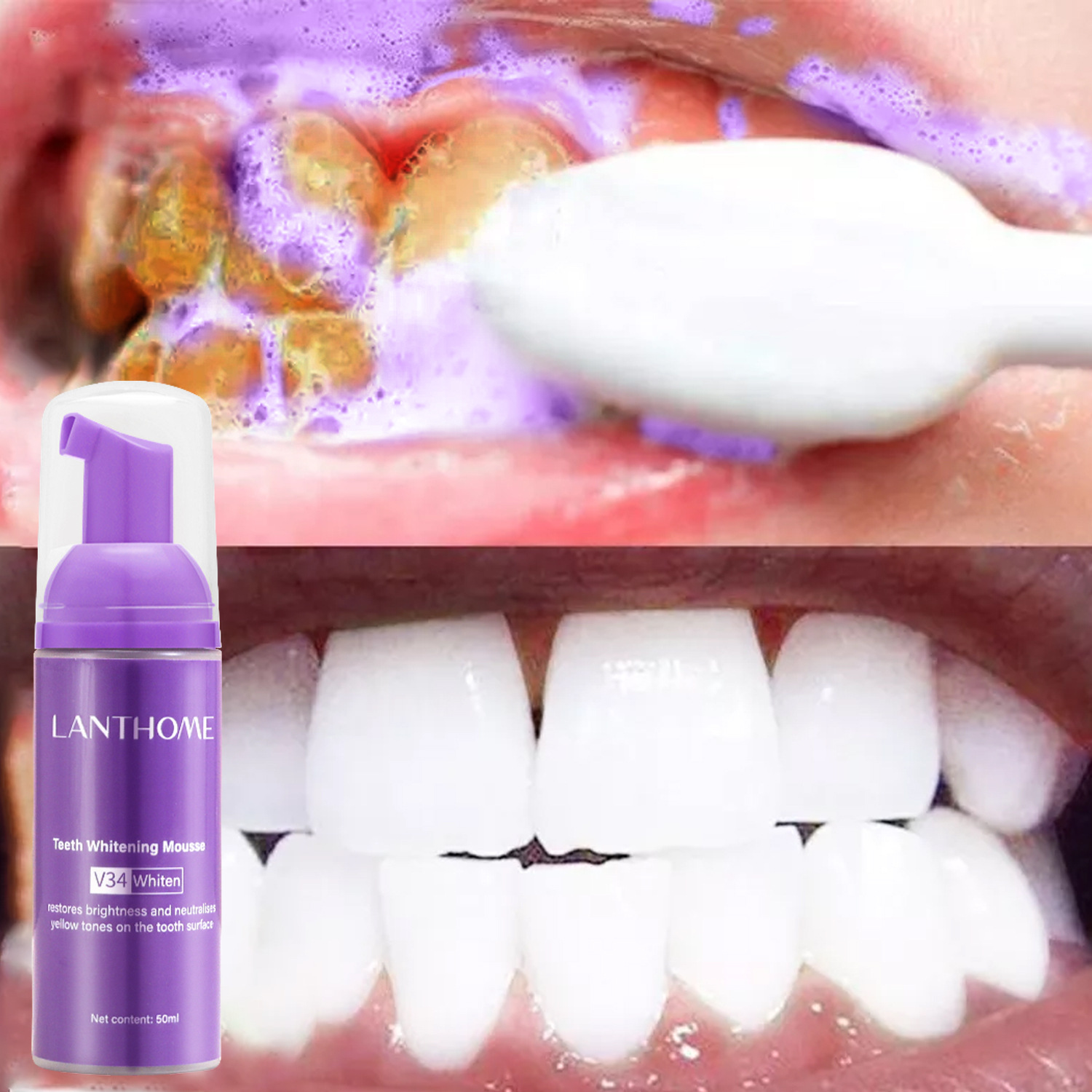 Teeth Whitening Mousse - V34 치아 미백 무스 치약 플라그