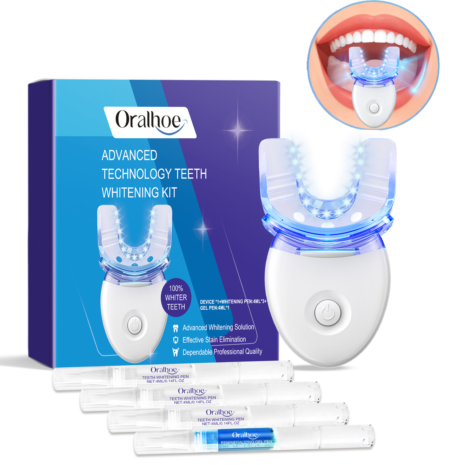 Teeth Whitening From Home - 전문 치아 미백 LED 라이트 키트
