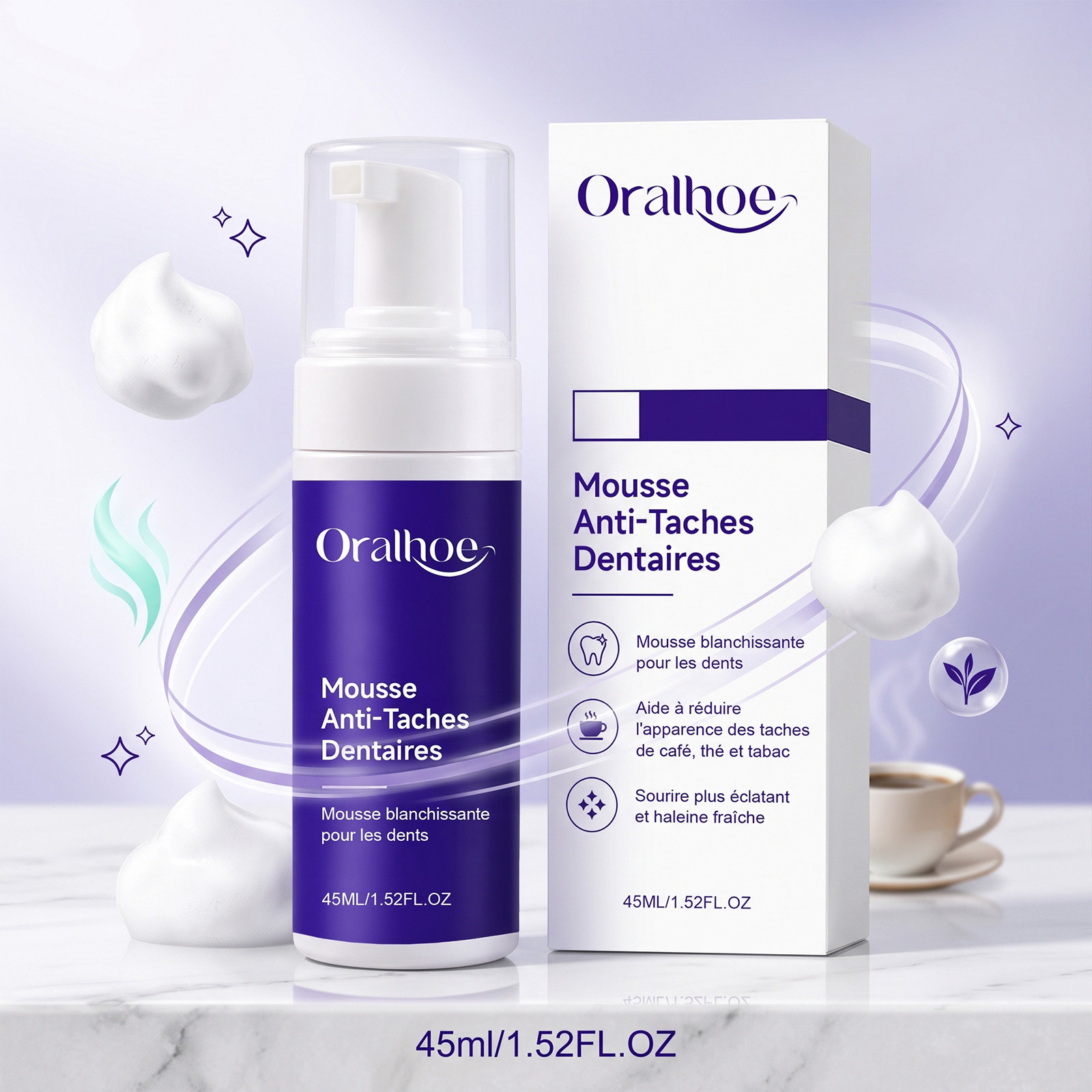 Teeth Whitening Mousse - 퍼플 치약 무스 폼 순한 미백