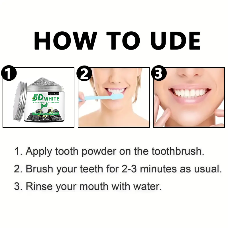 YUlTlKUE 5D 화이트 활성탄 치아 파우더 천연  - Whitening Powder Activated 리뷰 및 가격