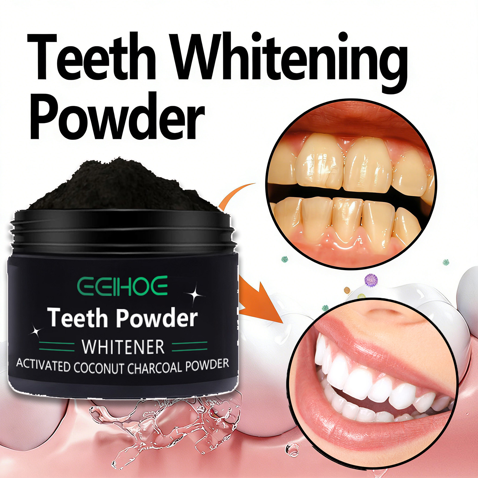 천연 치아 미백 파우더, 누런 치아 에나멜 얼룩 제거, - Whitening Powder Activated 리뷰 및 가격
