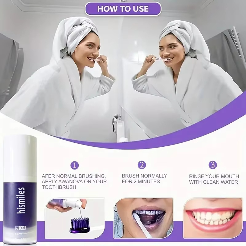 보라색 미백 치약 딥 클리닝 얼룩 제거 치약 신선한 호 - Teeth Whitening Mousse 리뷰 및 가격